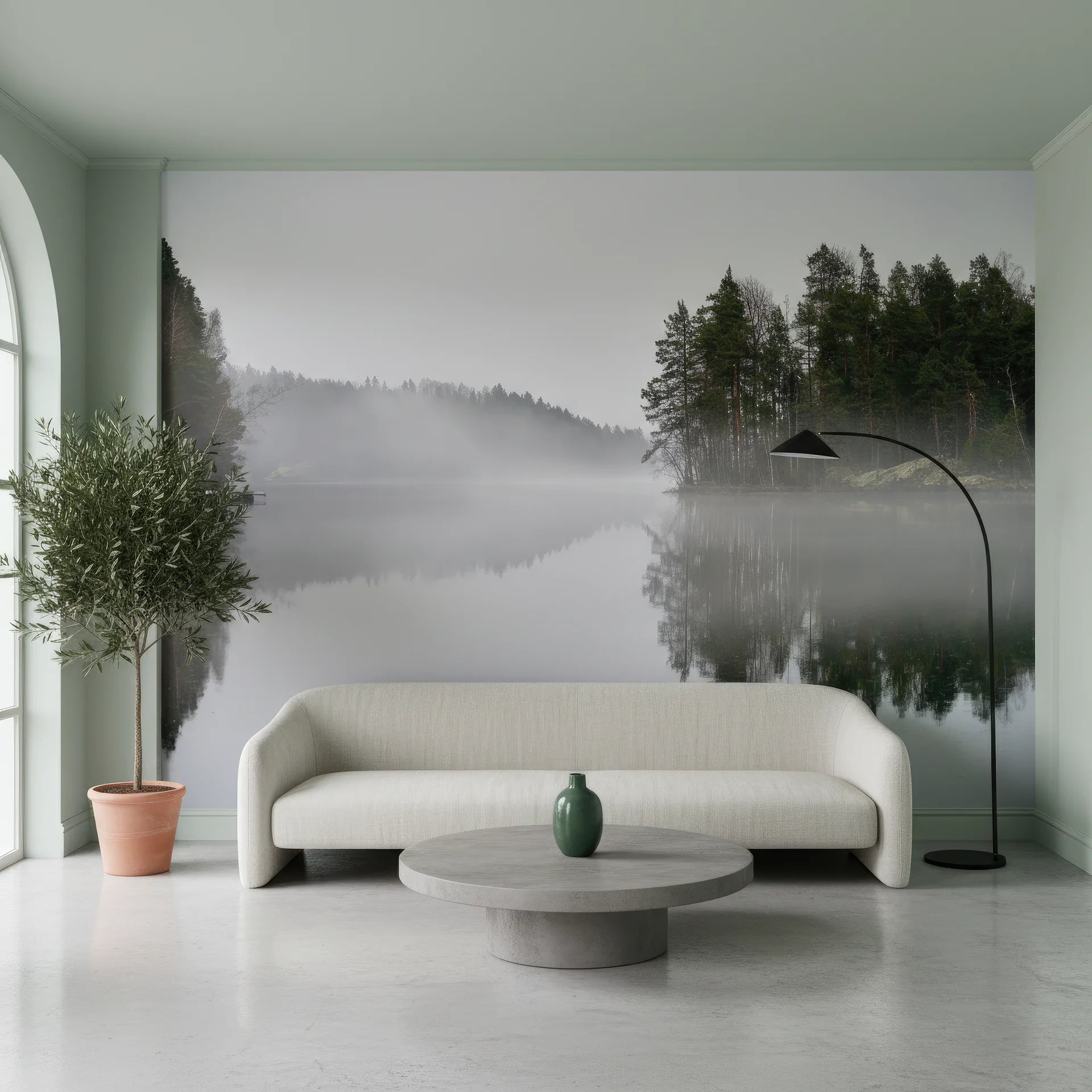 Artistic coastal scenery with vibrant color palette peel and stick