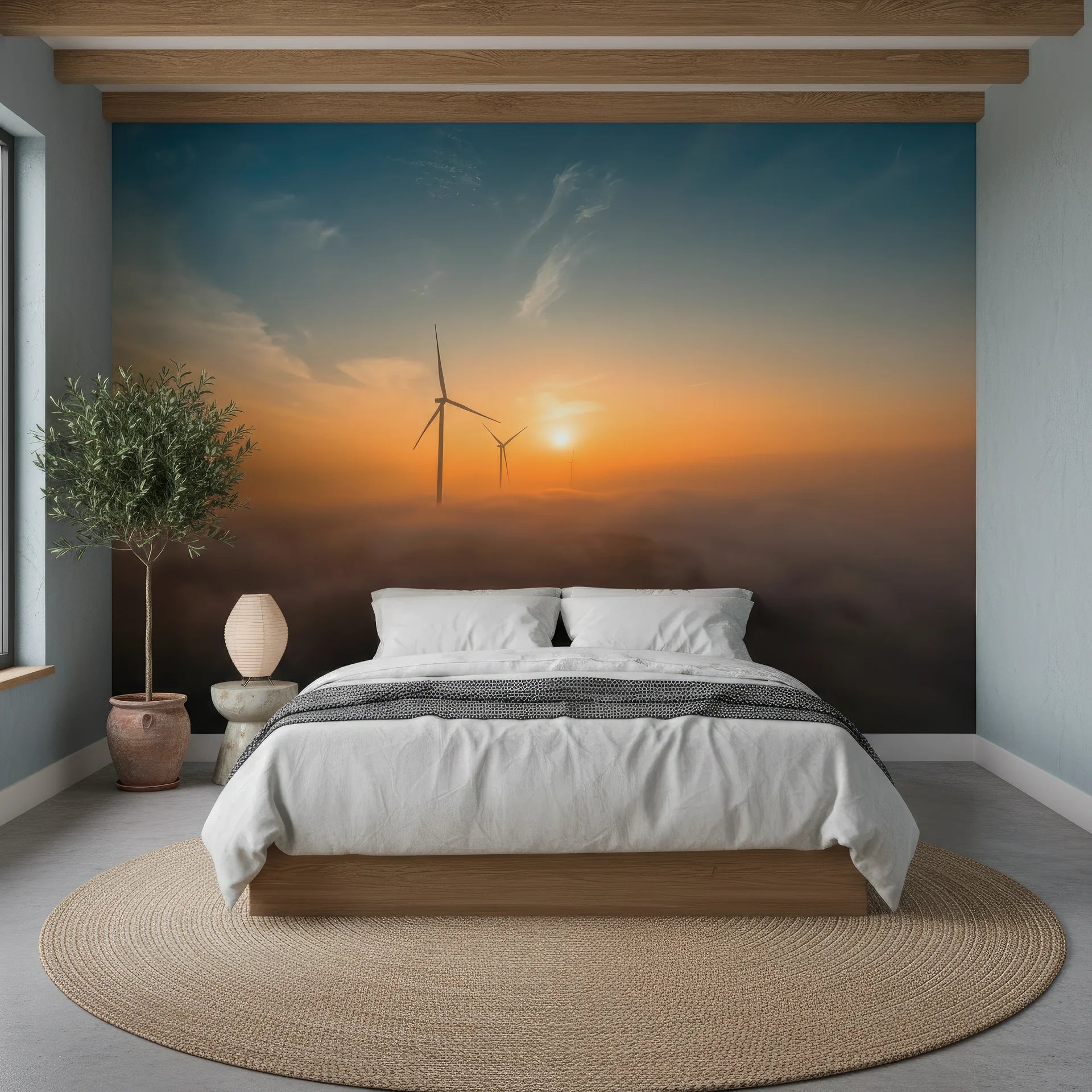 Surreal painted scenery with ethereal quality peel and stick