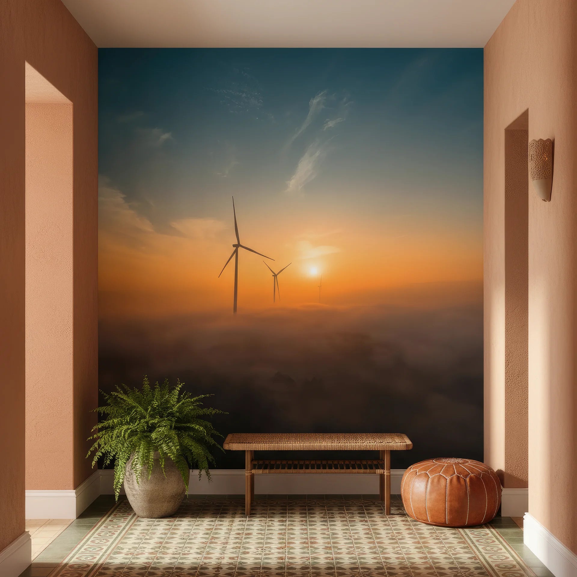 Soft painted landscape with dreamy atmosphere peel and stick wallpaper