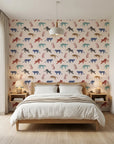 Painted Wild bold colorful leopard wallpaper adding character to a cozy bedroom