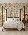 Painted Tulip Field vibrant watercolor tulip wallpaper adding character to a cozy bedroom