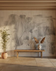 Gallery-quality grey wallpaper with refined gestural design