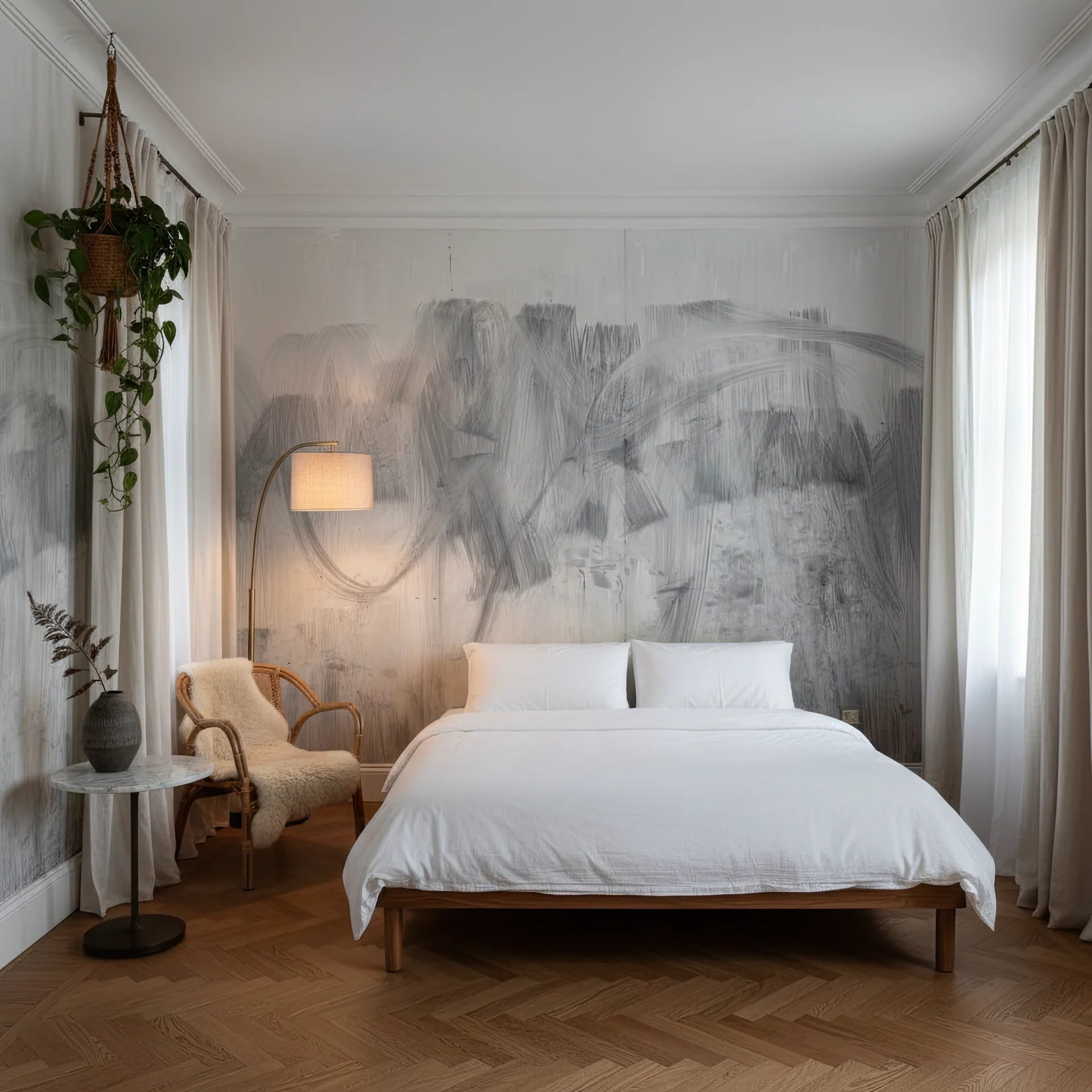 Subtle line pattern wallpaper sample with sophisticated restraint