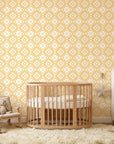 Pale Kilim neutral geometric peel and stick wallpaper bringing warmth to a peaceful nursery