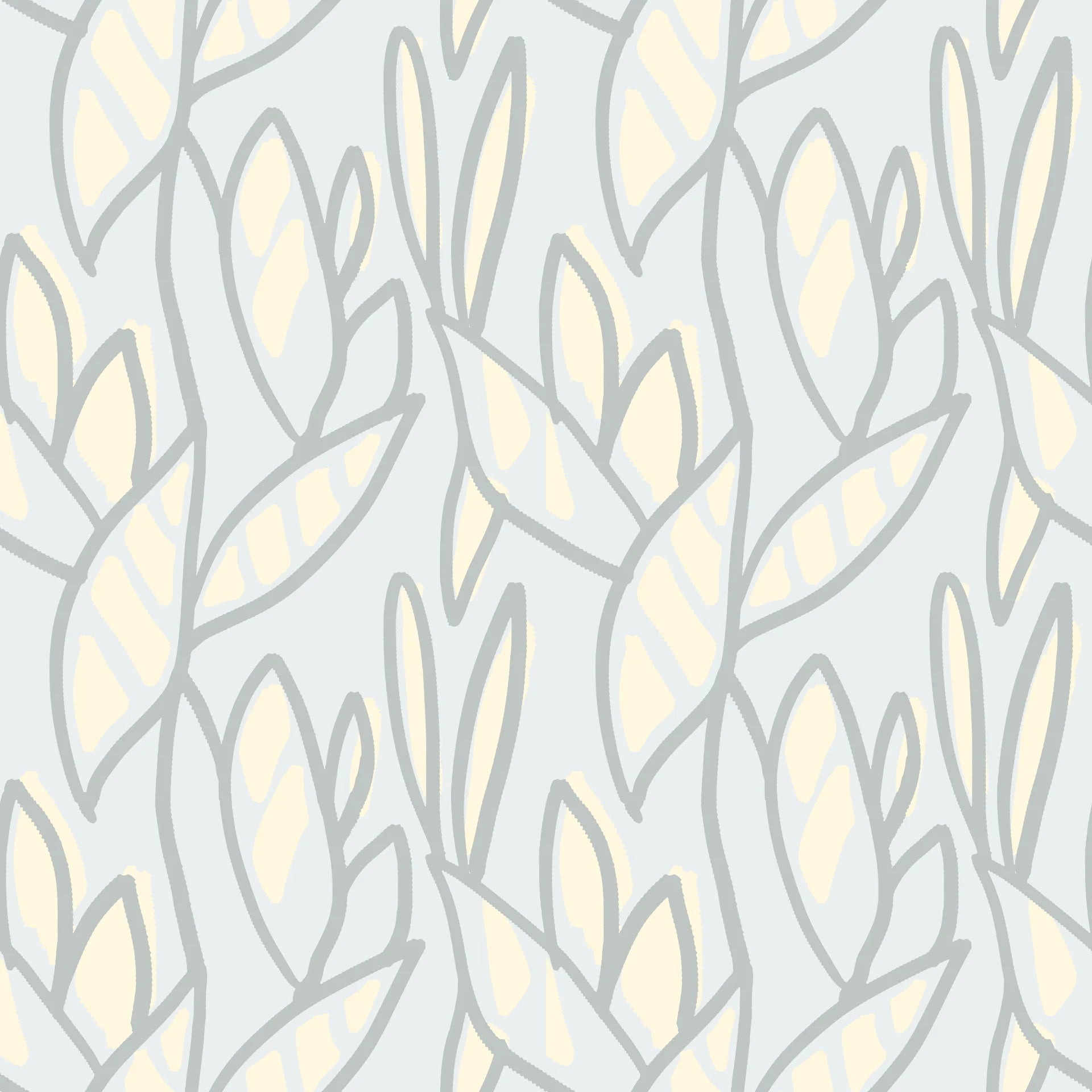 Textured grey leaf sprig peel and stick wallpaper - Pale Sprig