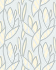 Textured grey leaf sprig peel and stick wallpaper - Pale Sprig