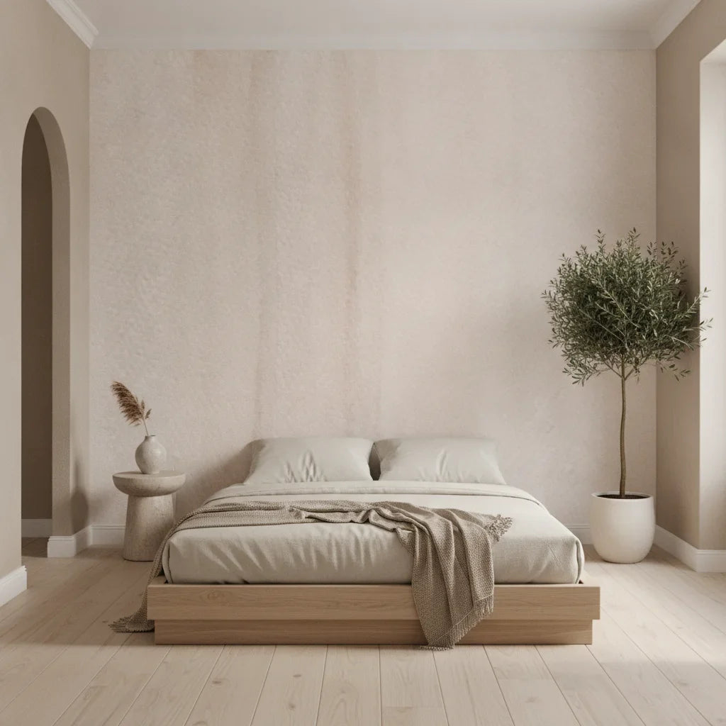 Pale Veil soft blush minimalist in a warm and inviting living room