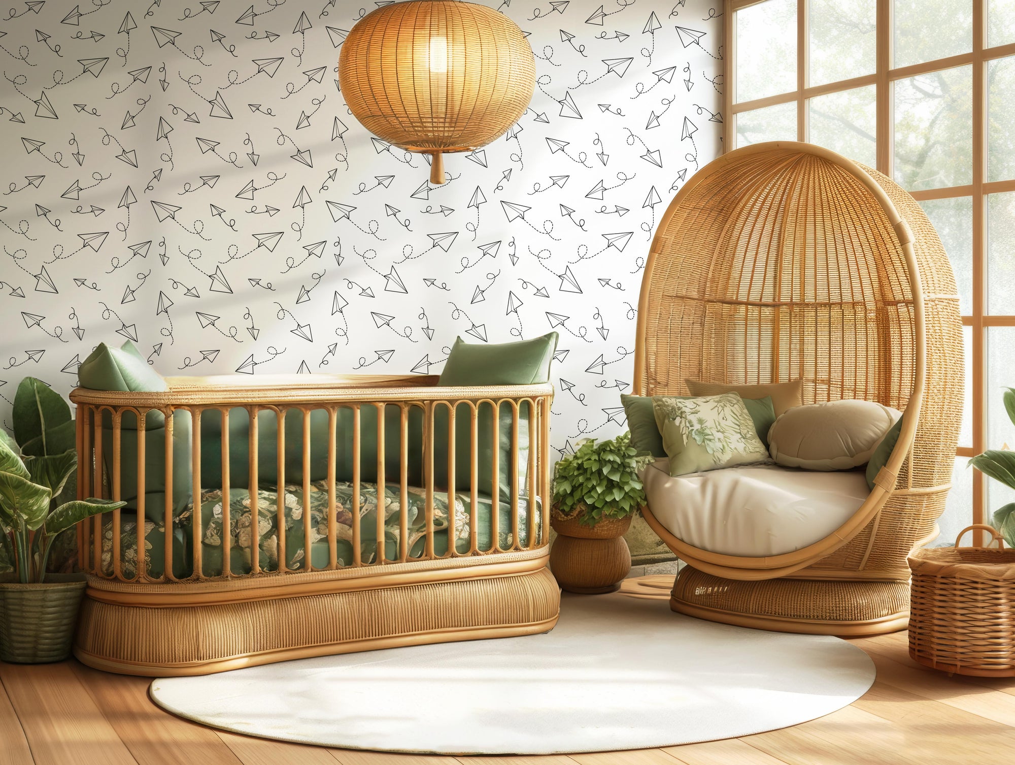 Paper Planes wallpaper detail showing light geometric motion and airy rhythm