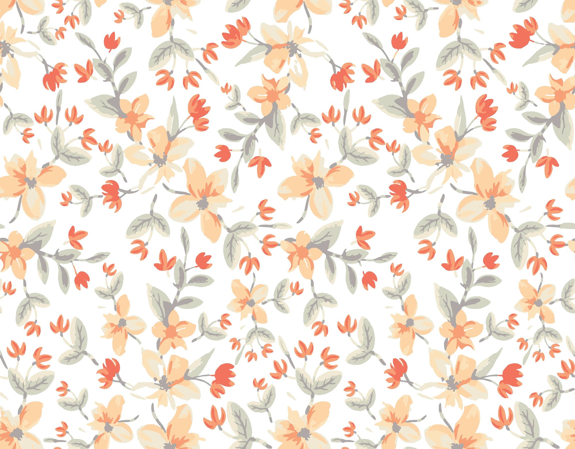 Peach Bloom coral floral peel and stick wallpaper
