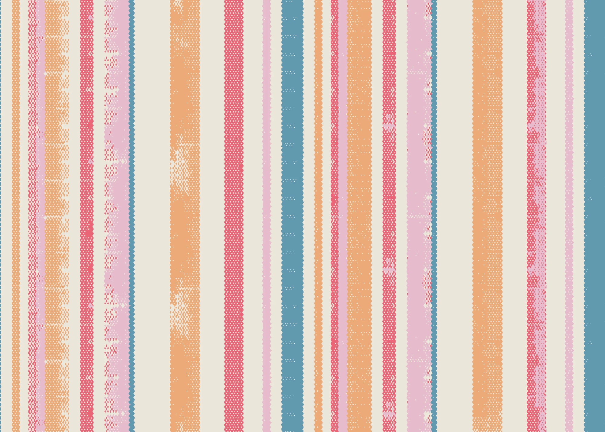 Peach & Flame retro stripe peel and stick wallpaper