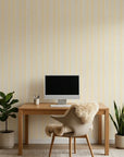 Pearl Column yellow boho peel and stick wallpaper as a feature wall in a bright home office