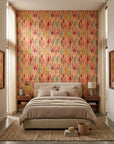 Pebble Lattice soft stone rhythm wallpaper adding character to a cozy bedroom