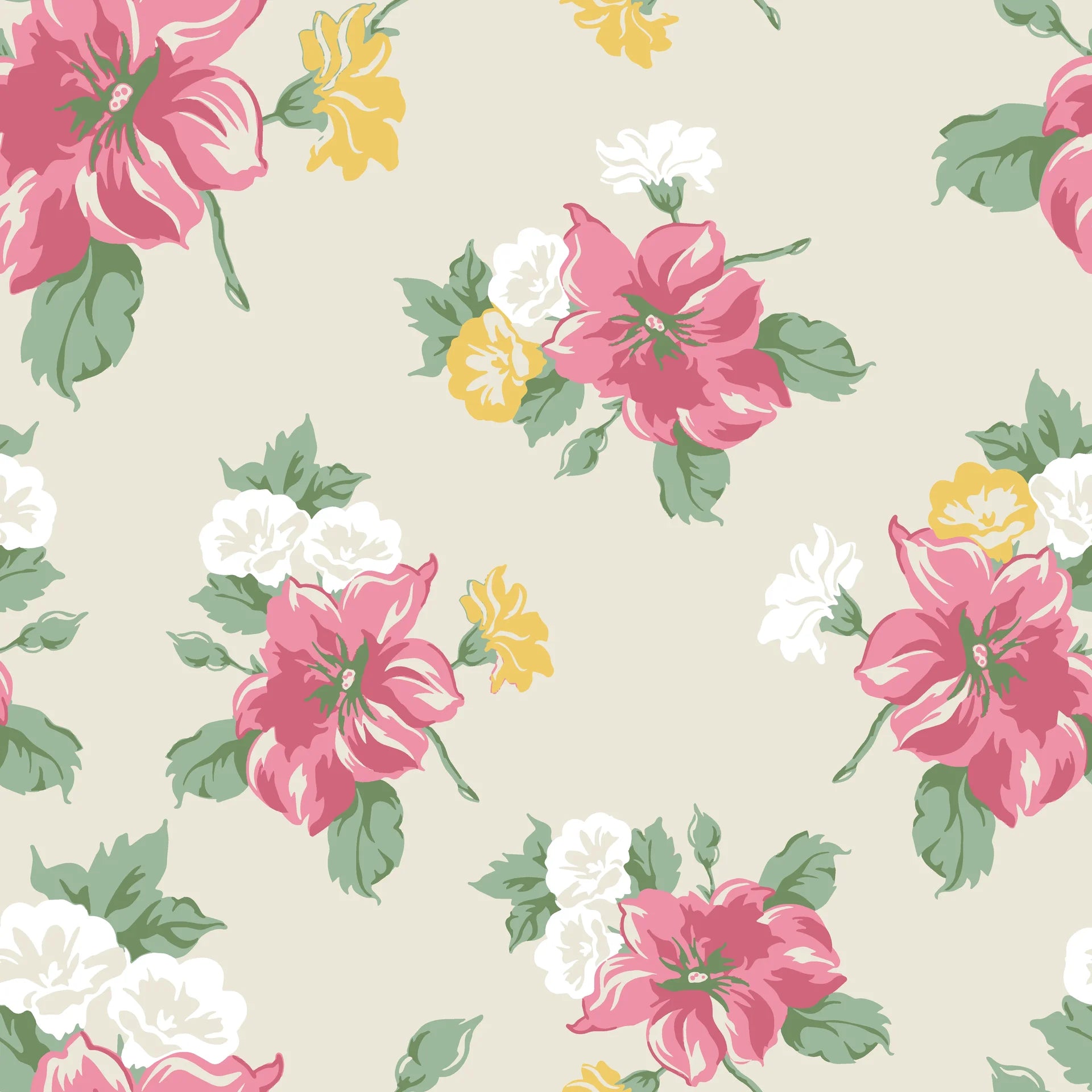 Peony Reverie pink vintage floral wallpaper