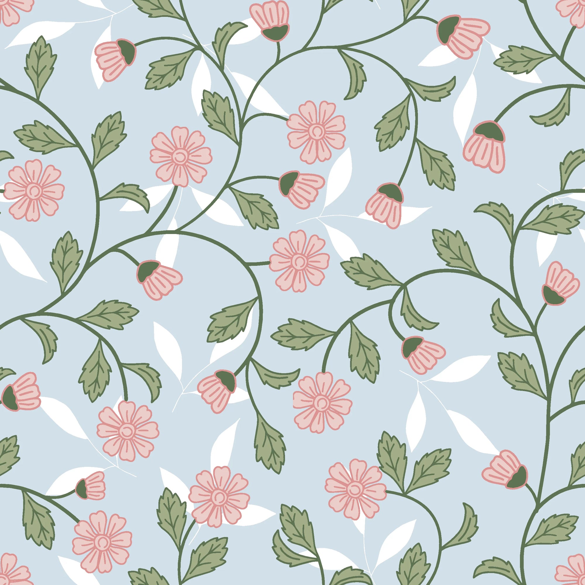 Petal Blush pink floral peel and stick wallpaper