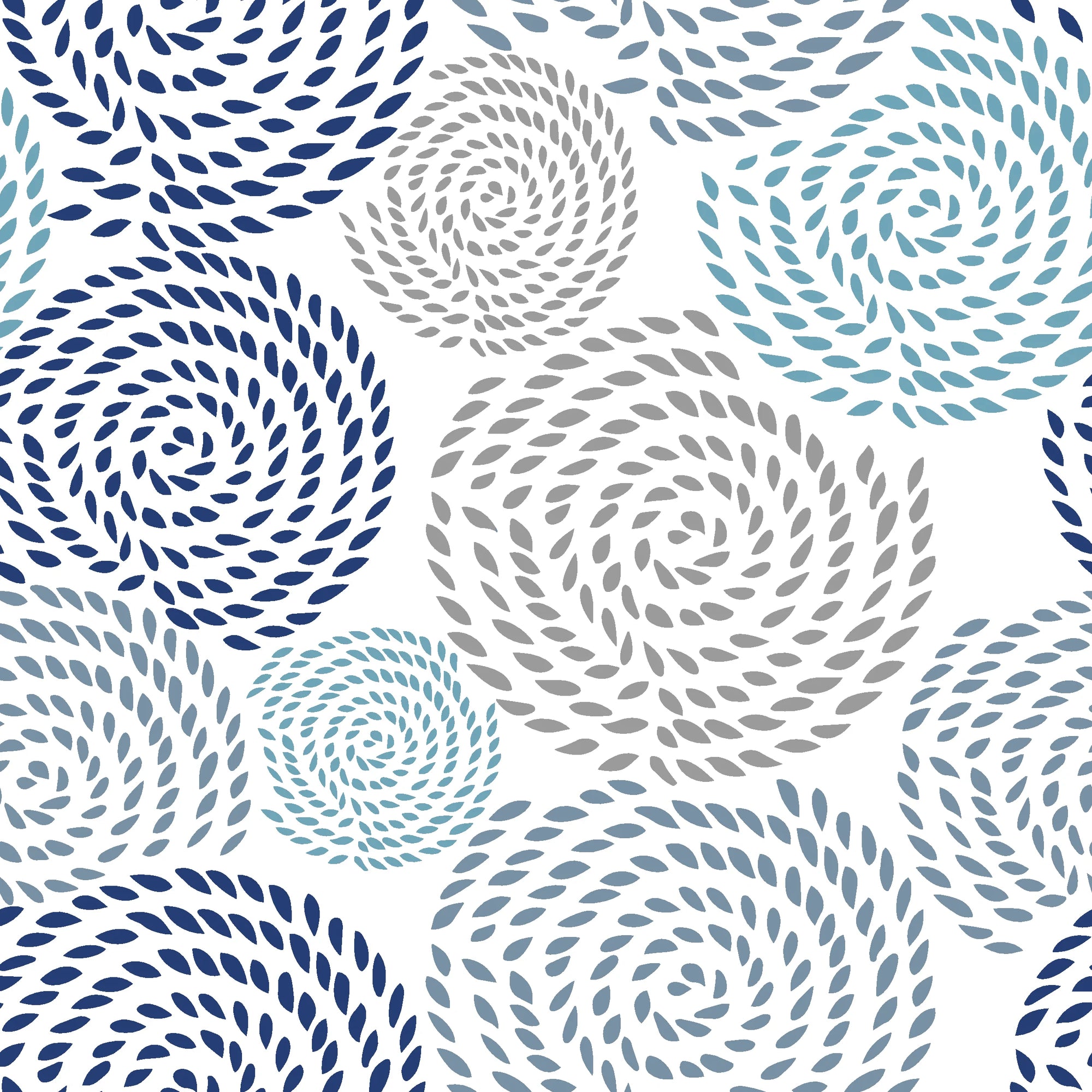Petal Cascade blue swirls peel and stick wallpaper