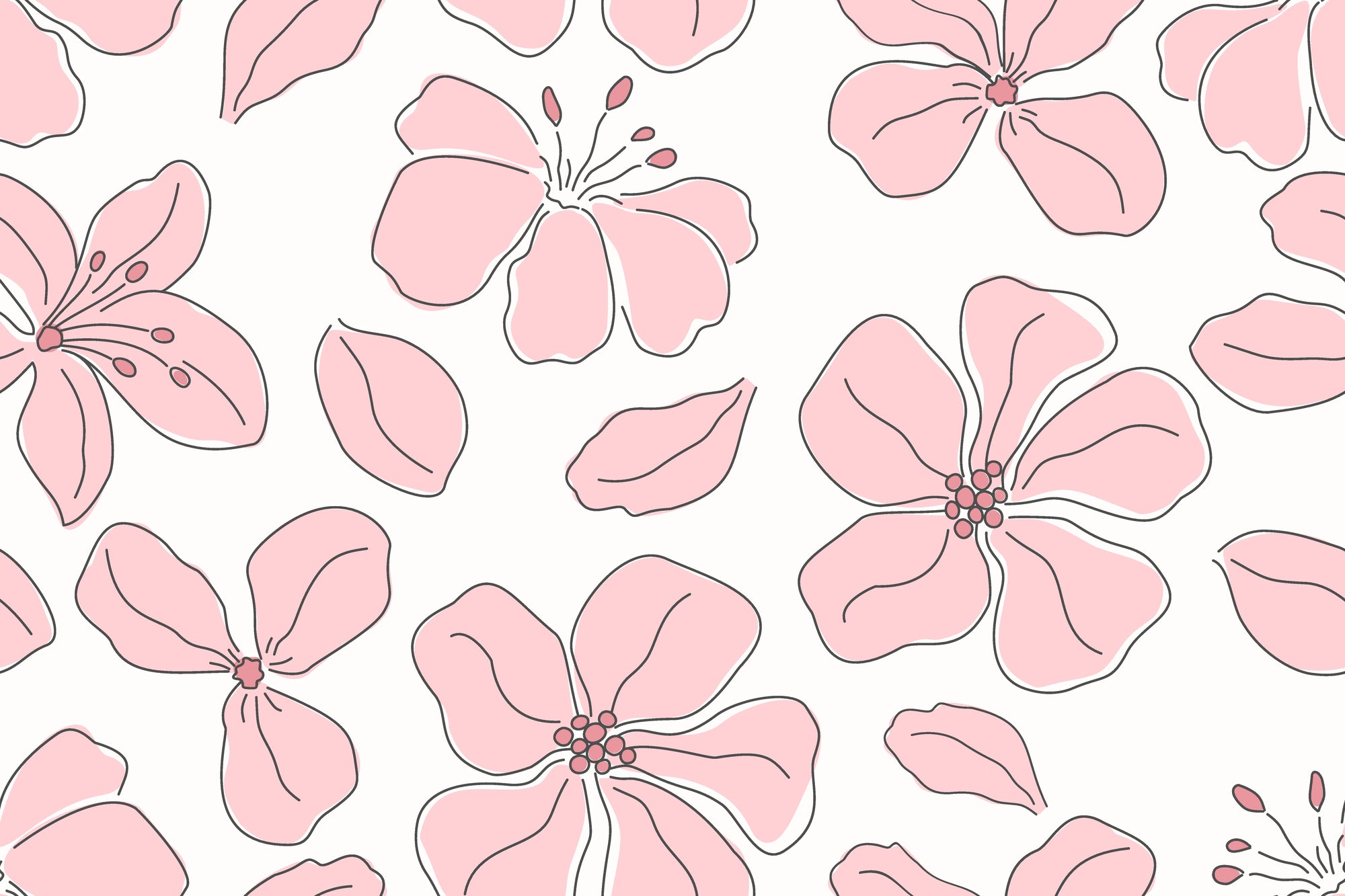 Linen-like blush pink cherry blossom peel and stick wallpaper - Petal Drift