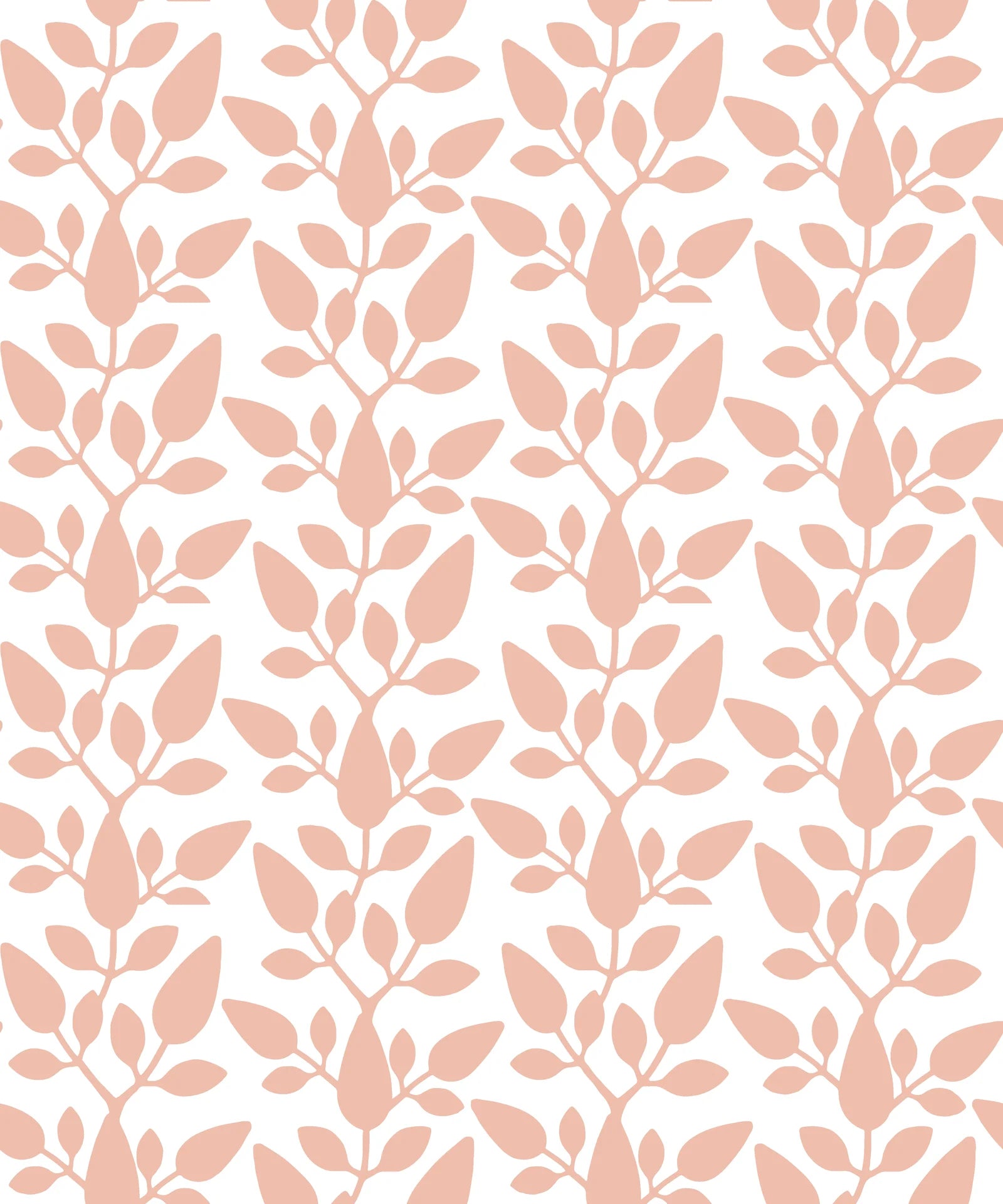 Smooth blush pink botanical leaves peel and stick wallpaper - Petal Silence