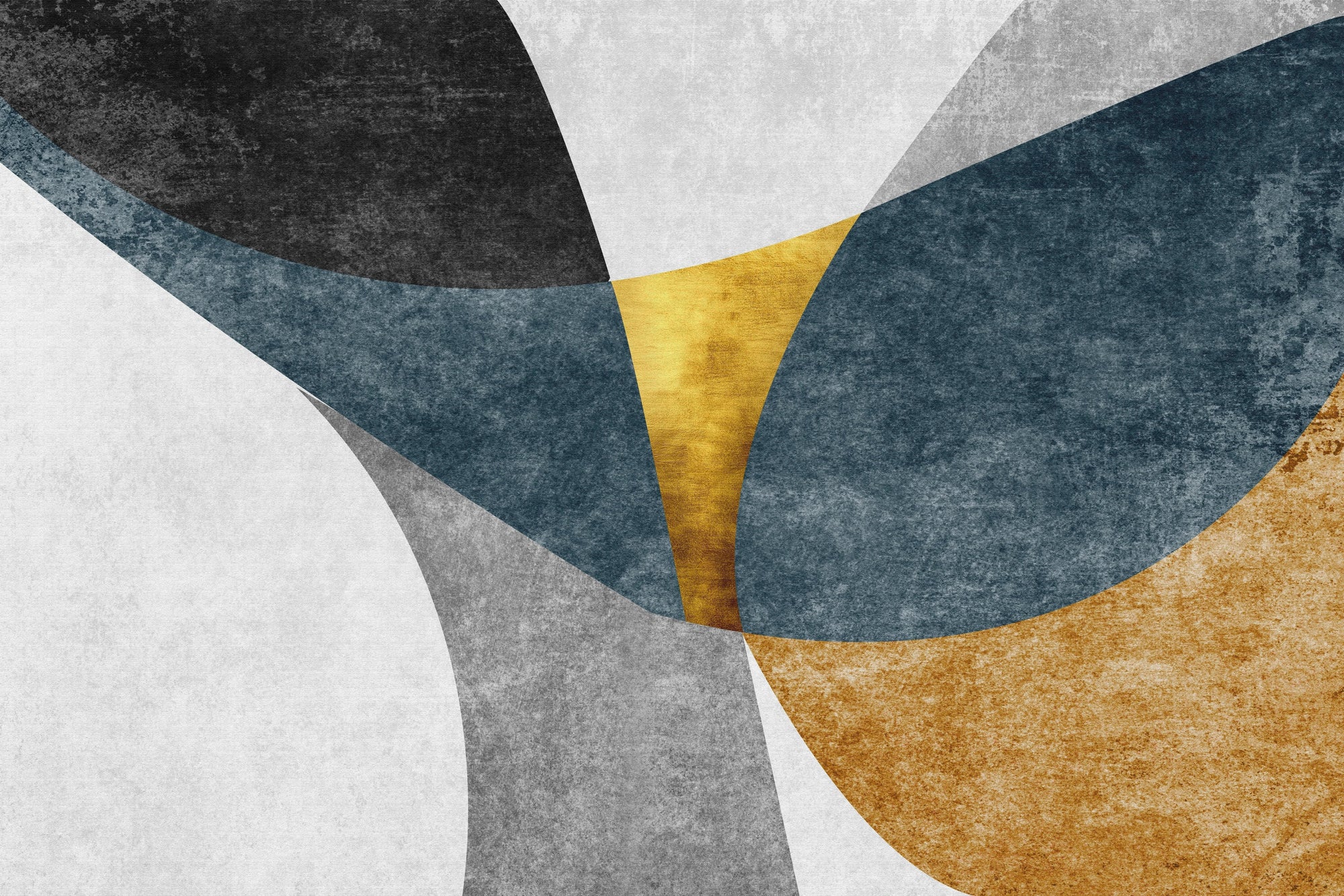 Textured peel and stick wallpaper with navy and gold facets - Petal Facets