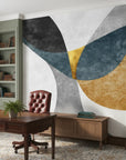 Petal Facets bold navy and gold geometric creating ambiance in a serene bathroom