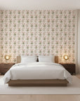 Petal Procession bohemian coral paisley wallpaper adding character to a cozy bedroom