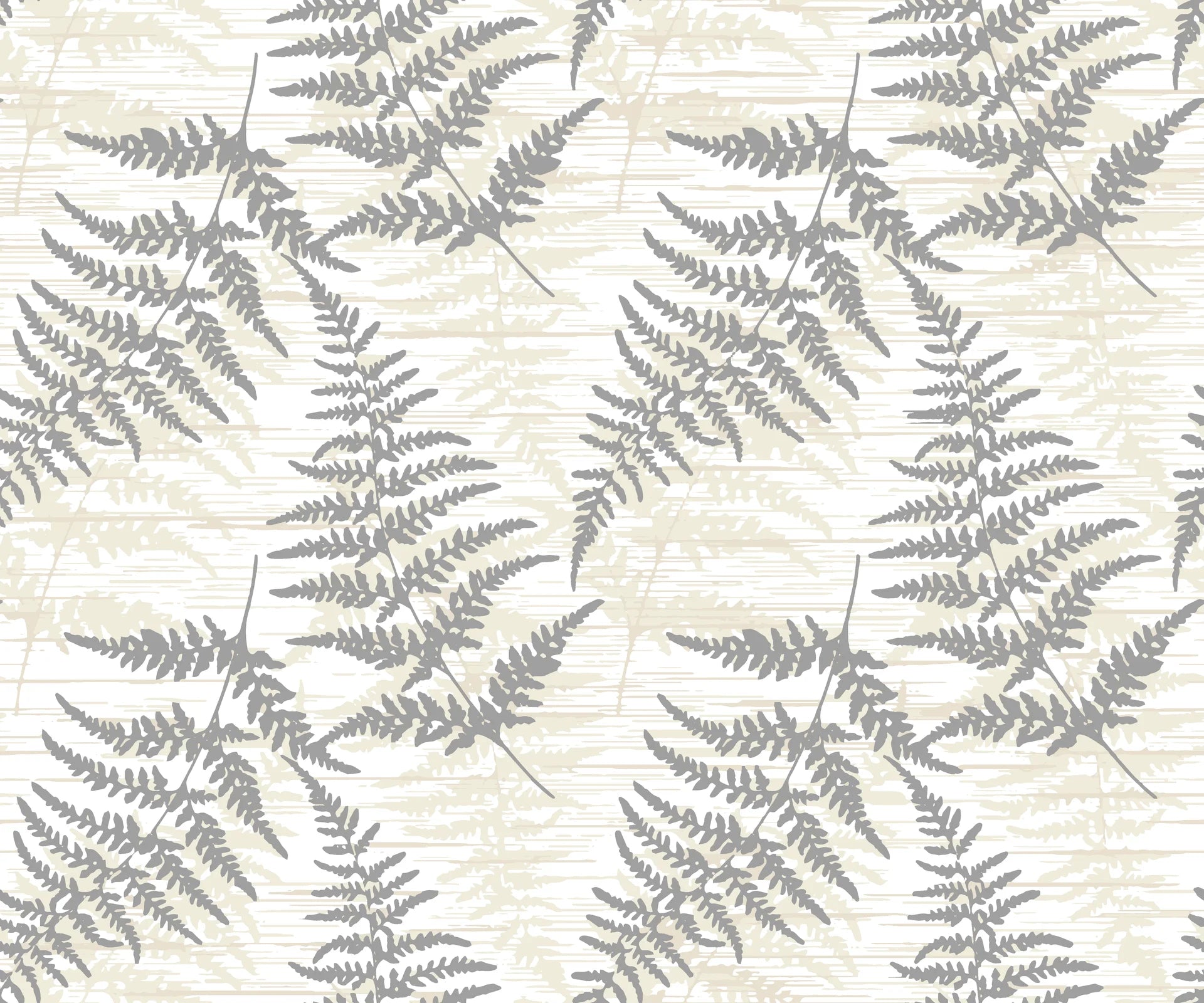 Pewter Fern neutral botanical peel and stick wallpaper
