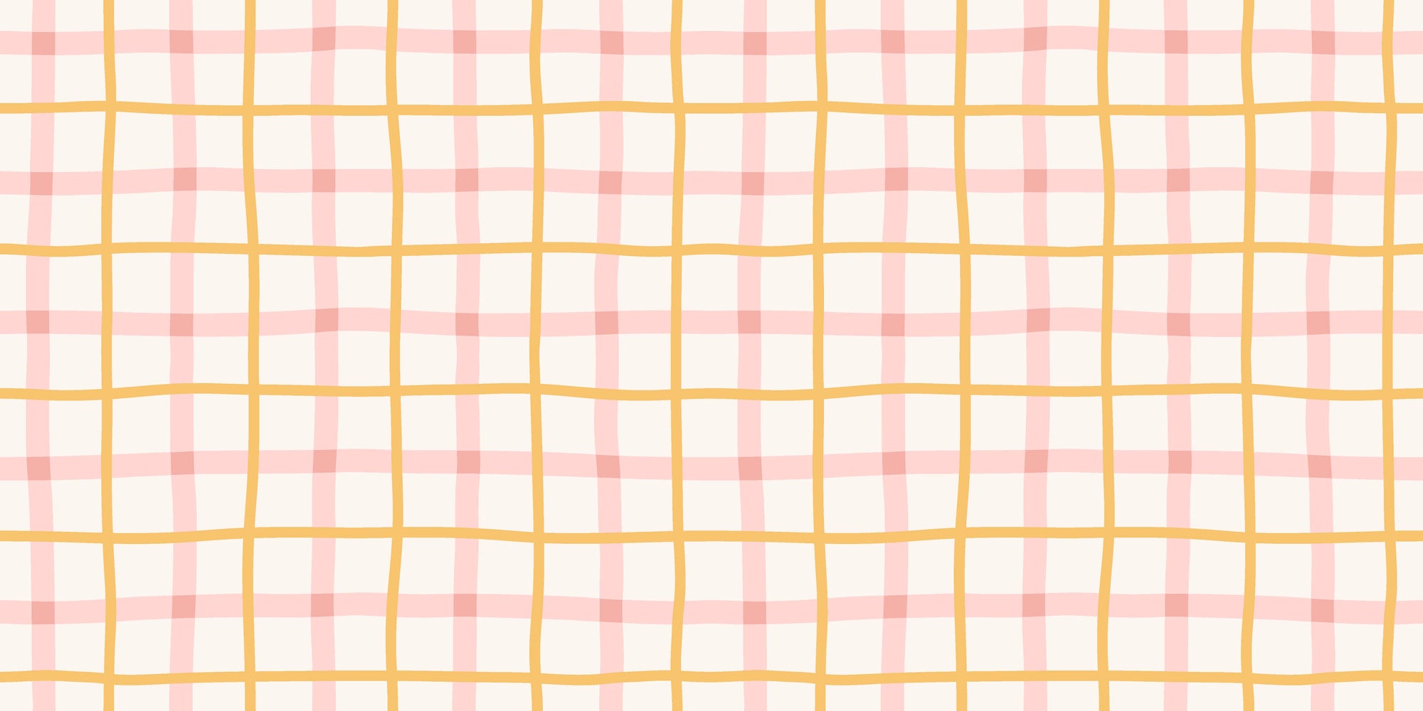 Smooth yellow pink plaid peel and stick wallpaper - Picnic Check