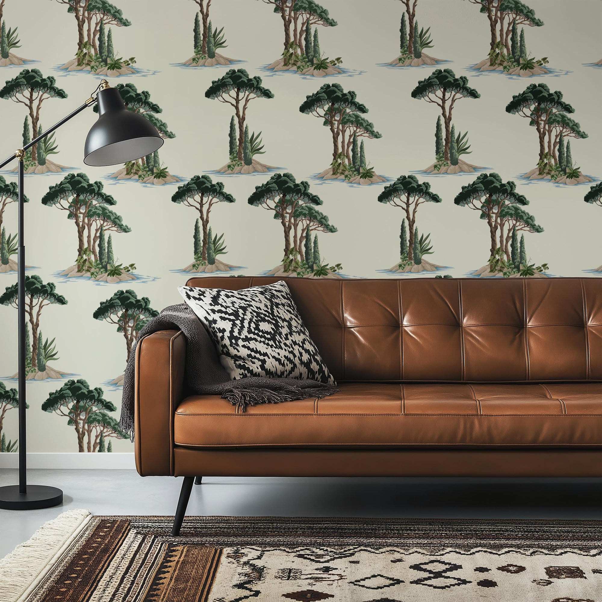 Pine Island wallpaper close view showing relaxed tropical rhythm and soft organic texture impression