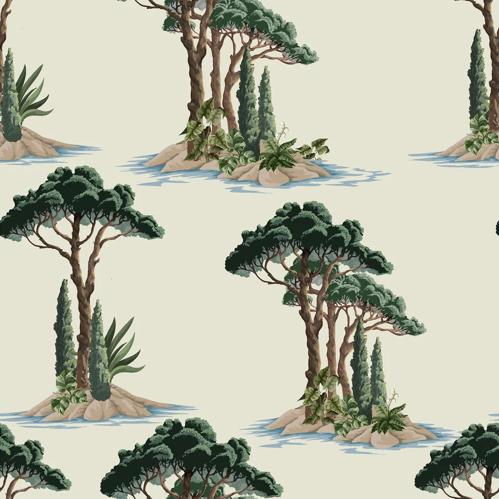 Pine Island wallpaper in hero view with light coastal ambiance and breezy palm-inspired motion