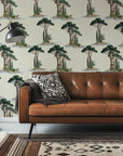 Pine Island wallpaper: an up-close perspective that reveals a calming, tropical pattern and a gentle, natural texture.