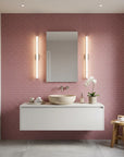 Plum Seigaiha purple japanese wave wallpaper creating ambiance in a serene bathroom