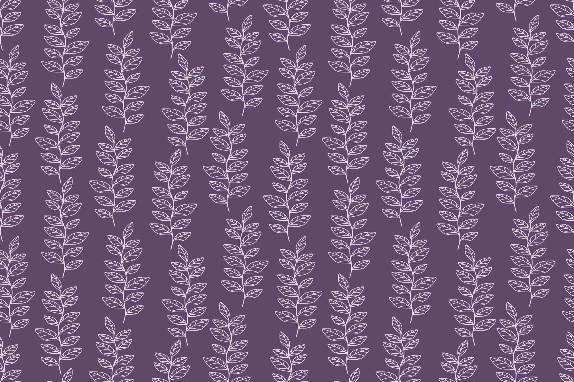 Smooth white leaf vines on plum peel and stick wallpaper - Plum &amp; Vine