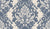 Elegant Poet's Blossom damask wallpaper in slate blue and cream with ornate floral scrollwork