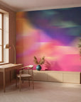 Prism Drift vibrant pink and blue abstract creating ambiance in a serene bathroom
