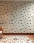 Cute cat wallpaper installed on a kids wall creating a playful and calming atmosphere