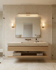 Quiet Cloth serene beige linen texture wallpaper creating ambiance in a serene bathroom