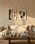 Quiet Rain neutral abstract texture wallpaper in a warm and inviting living room