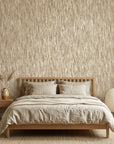 Quiet Rain neutral abstract texture wallpaper adding character to a cozy bedroom