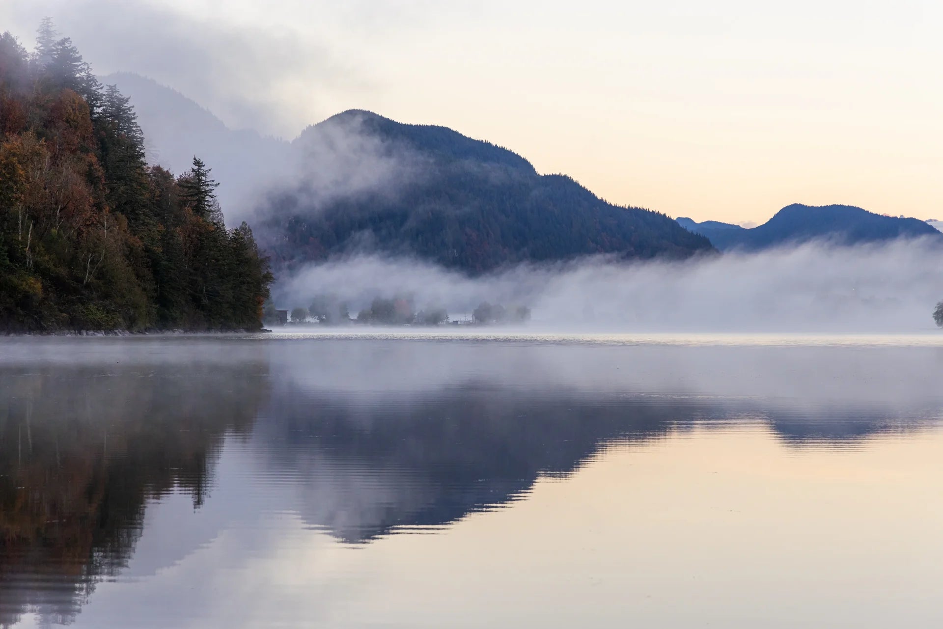 Peaceful quiet landscape draped in delicate veil removable wallpaper