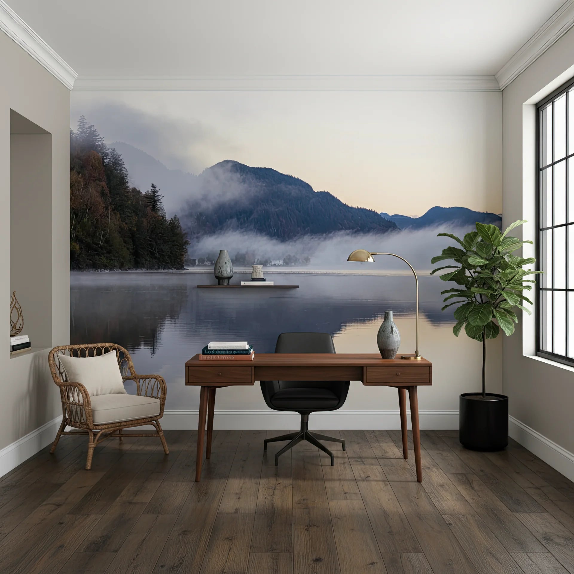 Gentle veil of soft light over tranquil scenery peel and stick wallpaper