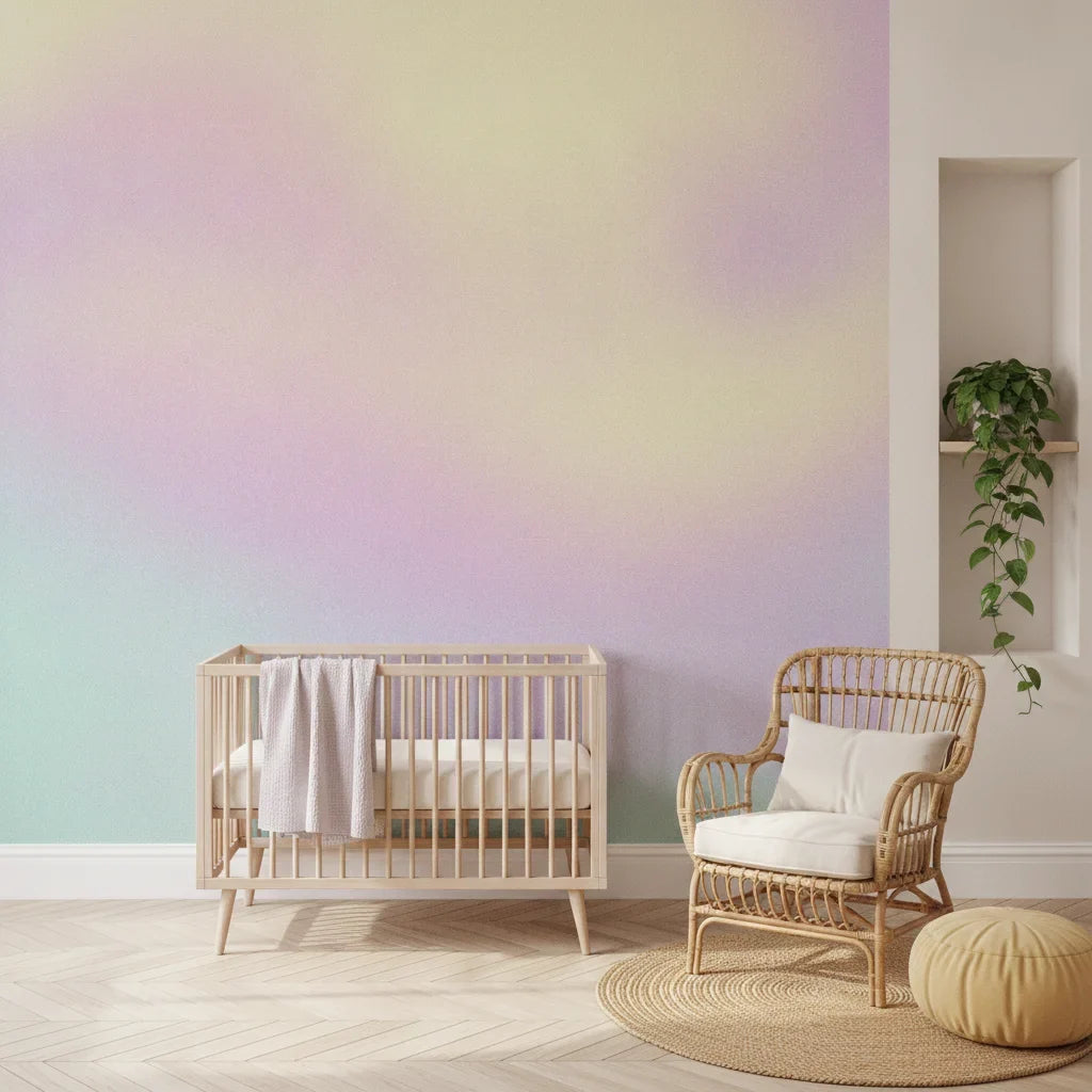 Quiet Gradient soft pastel serene as a feature wall in a bright home office