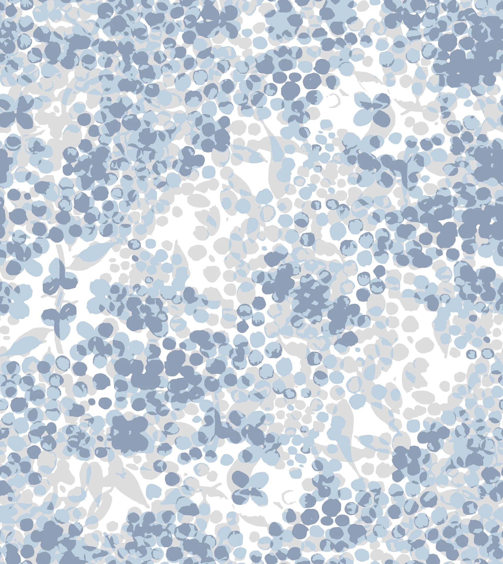 Rain On Cobblestone serene blue floral wallpaper
