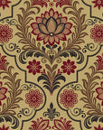 Textured peel and stick wallpaper with red gold damask florals - Regal Tapestry