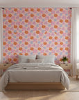 Retro Petal Pop bold groovy floral wallpaper adding character to a cozy bedroom