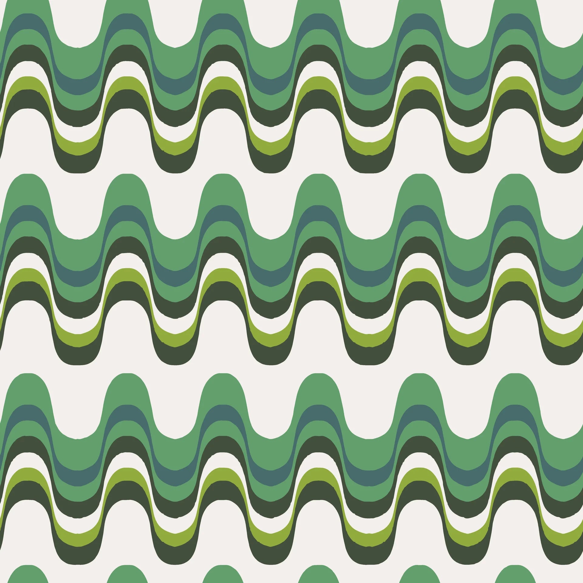 Smooth green and white wave pattern peel and stick wallpaper - Rolling Green