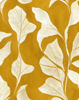 Canvas-like peel and stick wallpaper with golden painterly leaves - Rolling Fathoms