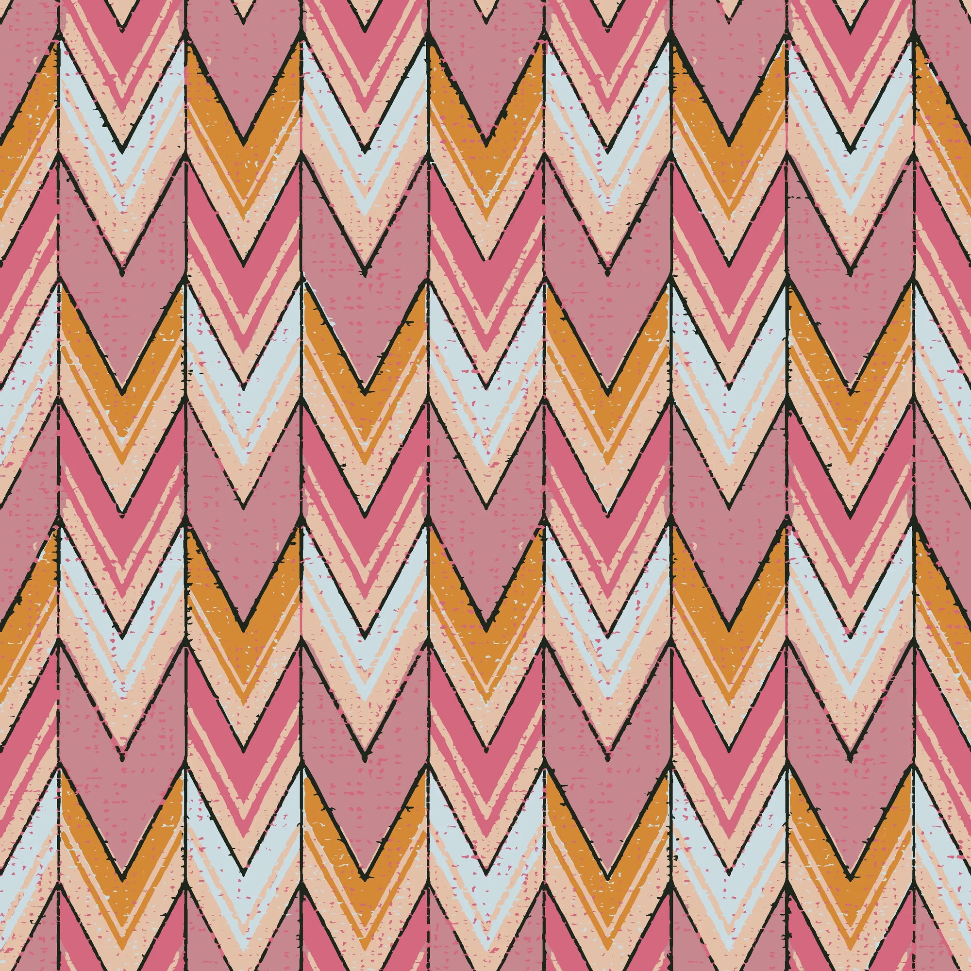 Rose Arrow pink and orange geometric wallpaper