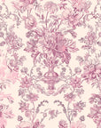 Smooth pink vintage floral peel and stick wallpaper with roses and urns - Rose Boudoir
