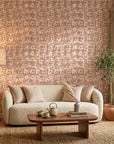 Rose Fog neutral abstract wallpaper in a warm and inviting living room