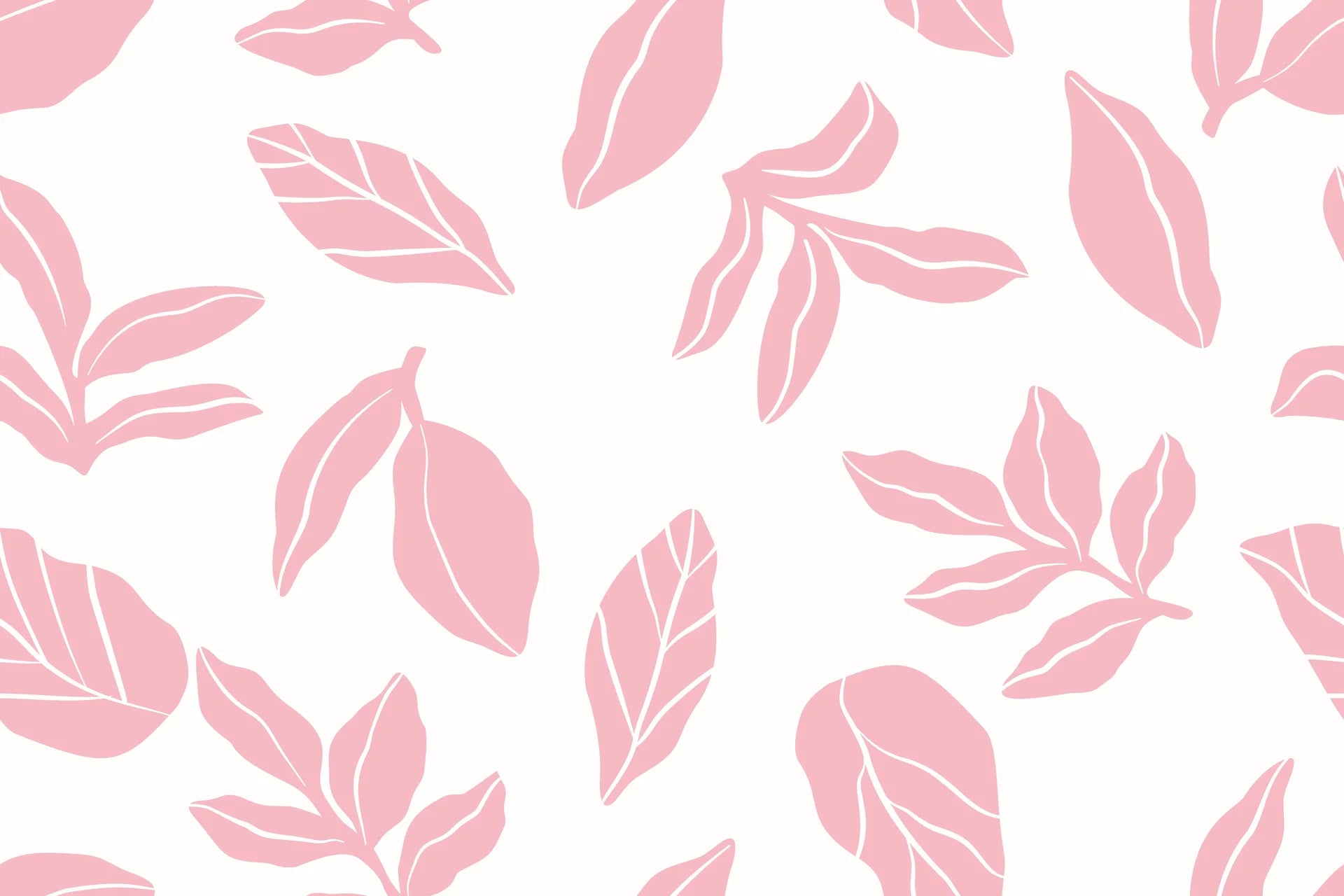 Smooth blush leaf peel and stick wallpaper on ivory ground - Rose Foliage
