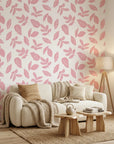 Rose Foliage soft pink leaf in a warm and inviting living room
